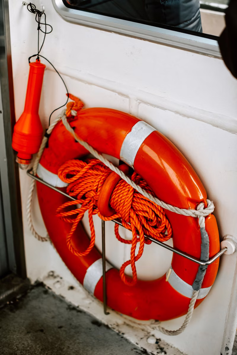 Marine safety equipment including lifejackets, PPE, and fire protection gear